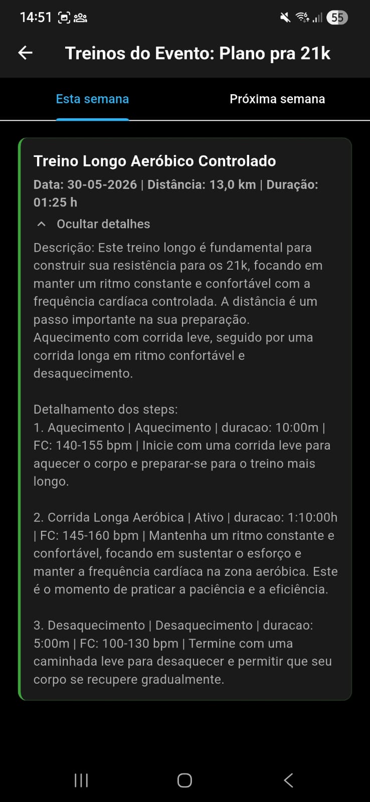 Detalhamento por steps · pace e FC