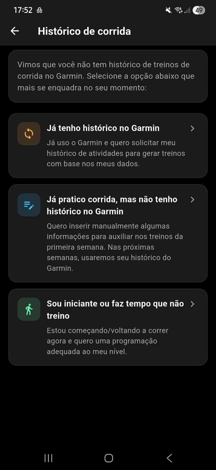 Sem histórico Garmin? Escolha seu perfil de corrida